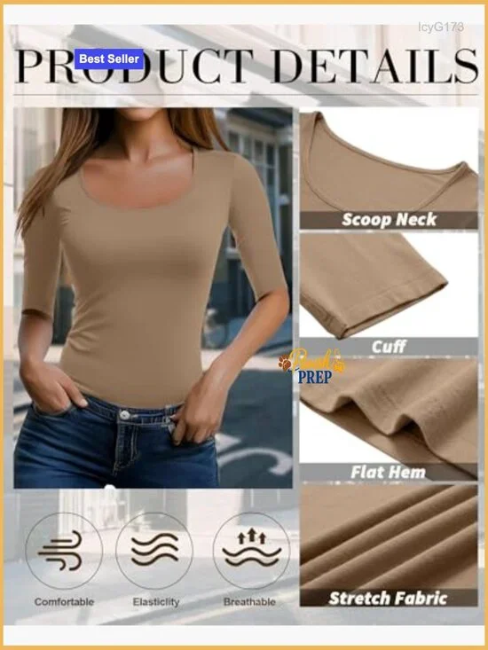 Slim Fit Scoop Neck Cotton Blend Tees 3 Pack Half Sleeve Casual Tops - Picture 4 of 7